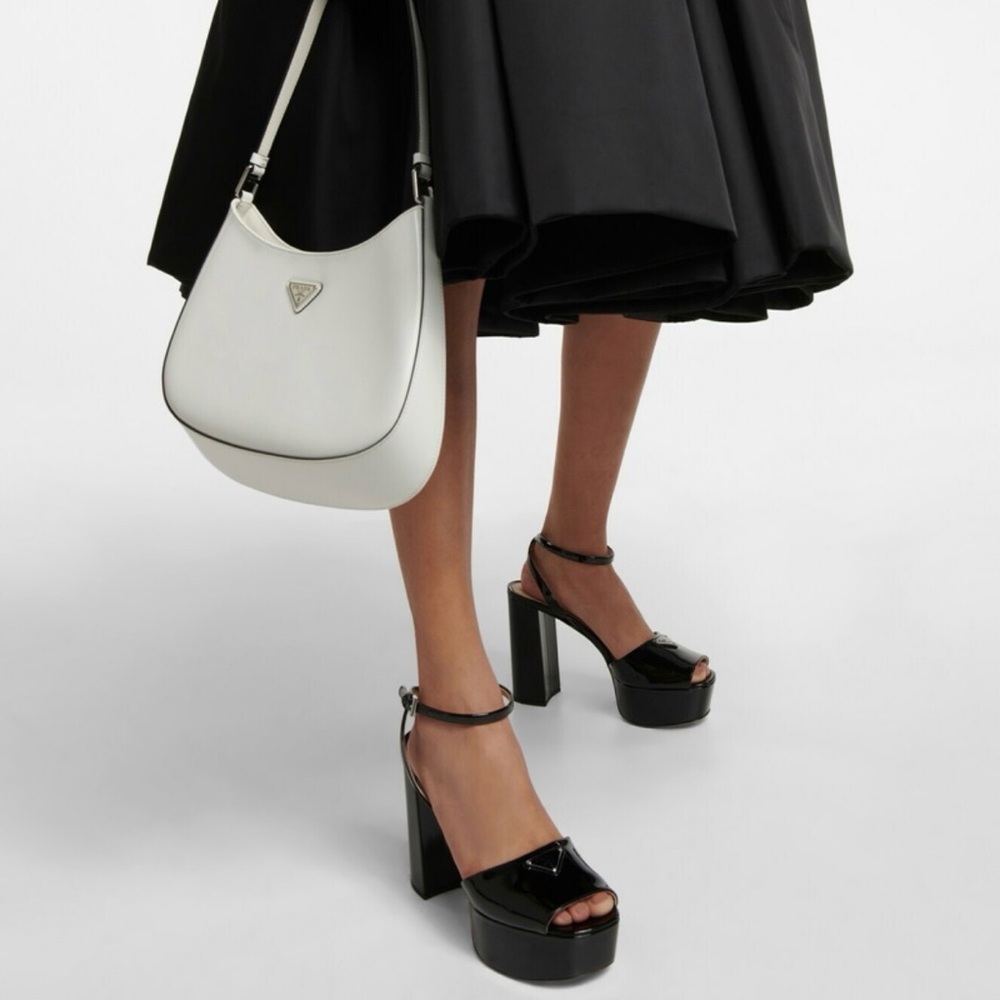 Prada Black Patent Leather Platform Heels